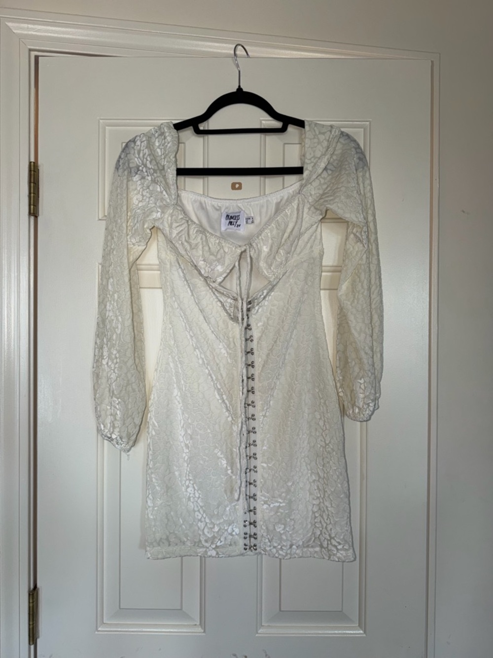Princess Polly White Lace-Up Long Sleeve Mini Dress